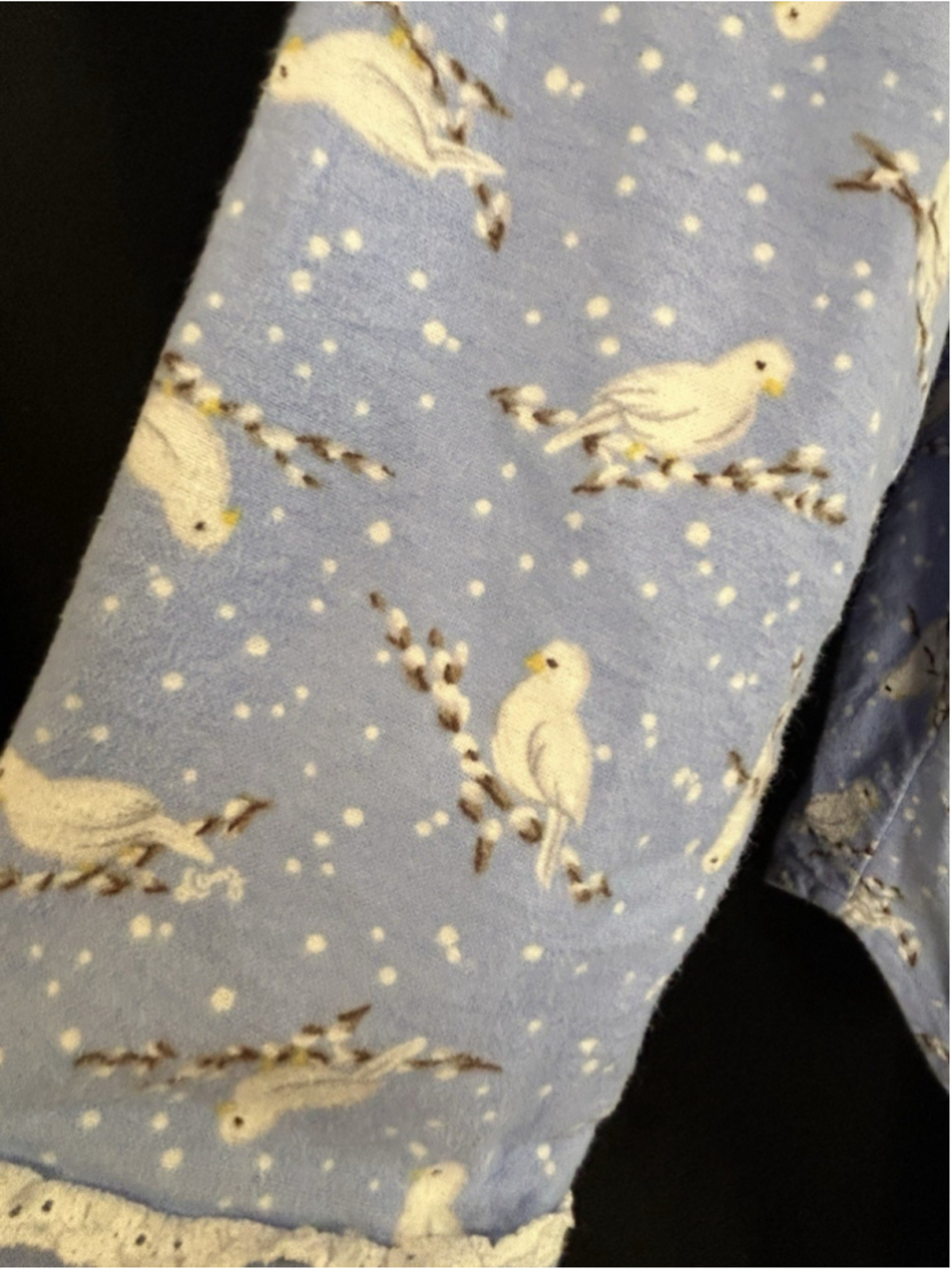 Lanz Salzburg Pajamas Cottagecore Serene Dove Flannel Blue White 2 Pc XS Size 4 - Picture 6 of 15
